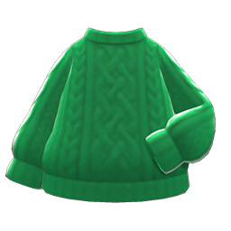Aran-knit Sweater Green