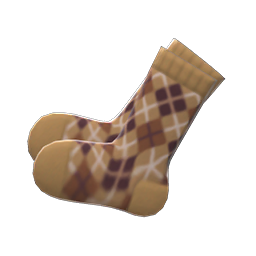 Animal Crossing Argyle Crew Socks|Beige Image