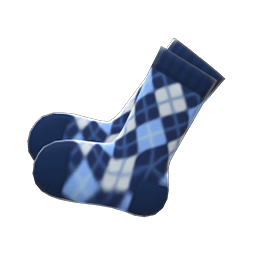 Argyle Crew Socks Blue