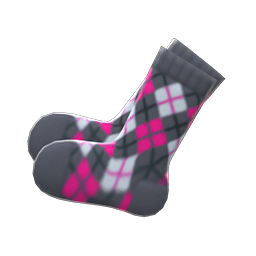 Argyle Crew Socks Gray