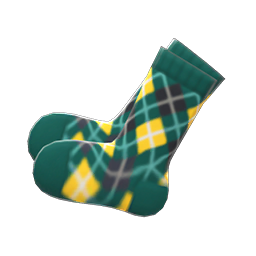 Argyle Crew Socks Green