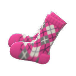 Argyle Crew Socks Pink