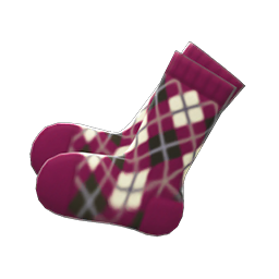 Argyle Crew Socks Red