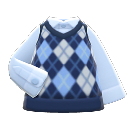 Animal Crossing Argyle Vest|Blue Image