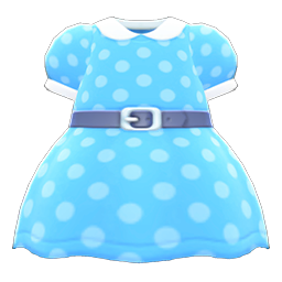 Belted Dotted Dress Light blue