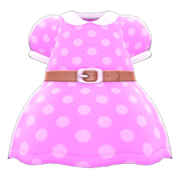 Belted Dotted Dress Pink