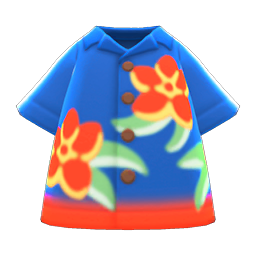 Animal Crossing Bold Aloha Shirt|Navy blue Image