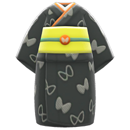 Animal Crossing Butterfly Visiting Kimono|Black Image