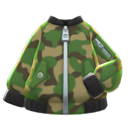 Camo Bomber-style Jacket Green