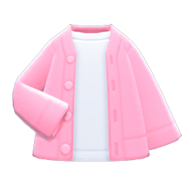 Cardigan-shirt Combo Pink