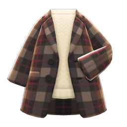 Checkered Chesterfield Coat Brown