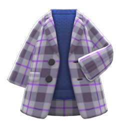 Checkered Chesterfield Coat Gray
