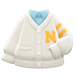 College Cardigan White