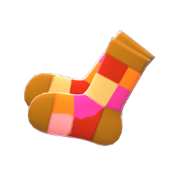 Color-blocked Socks Brown