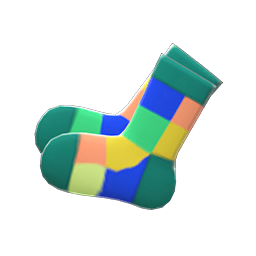 Color-blocked Socks Green
