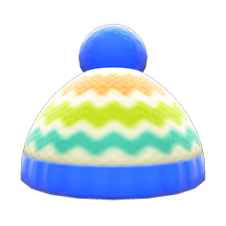 Animal Crossing Colorful Striped Knit Cap|Blue Image