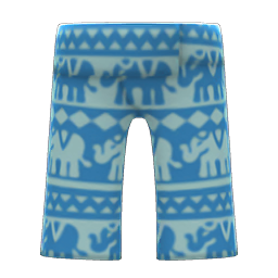 Elephant-print Pants Blue