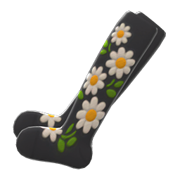 Embroidered-flower Tights Black