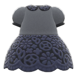 Animal Crossing Floral Lace Dress|Black Image