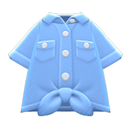 Animal Crossing Front-tie Button-down Shirt|Blue Image