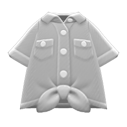 Front-tie Button-down Shirt Gray