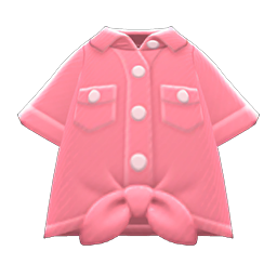 Front-tie Button-down Shirt Pink