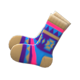 Animal Crossing Geometric-print Socks|Beige Image