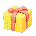 Illuminated Present Yellow with red ribbon