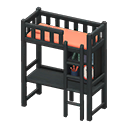 Loft Bed With Desk Black / Orange