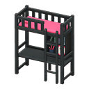 Loft Bed With Desk Black / Pink