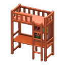 Loft Bed With Desk Brown / Orange