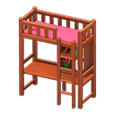 Loft Bed With Desk Brown / Pink