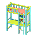 Loft Bed With Desk Light blue / Orange