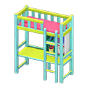 Loft Bed With Desk Light blue / Pink