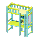 Loft Bed With Desk Light blue / Yellow