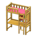 Loft Bed With Desk Natural / Pink