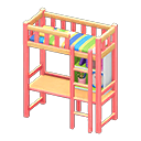 Loft Bed With Desk Pink / Green stripes