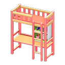 Loft Bed With Desk Pink / Orange