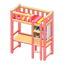 Loft Bed With Desk Pink / Red stripes