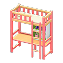 Loft Bed With Desk Pink / White