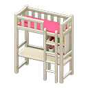 Loft Bed With Desk White / Pink