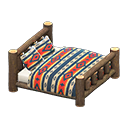 Log Bed Dark wood / Geometric print