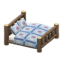 Log Bed Dark wood / Quilted
