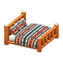 Log Bed Orange wood / Geometric print