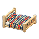 Log Bed White wood / Geometric print