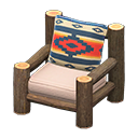 Log Chair Dark wood / Geometric print