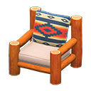 Log Chair Orange wood / Geometric print