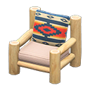 Log Chair White wood / Geometric print