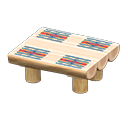 Log Dining Table White wood / Geometric print