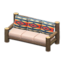 Log Extra-long Sofa Dark wood / Geometric print